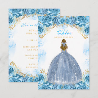 Baby blue sweet sixteen-födelsedagsinbjudningskort tilläggskort