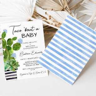 Baby blue tako "Bout a Baby Cactus Baby Shower Inbjudningar