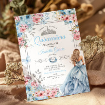 Baby Blue Tiara Blommor Fjärilar Quinceañera