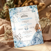 Baby Blue Tiara Blommor Fjärilar Quinceañera