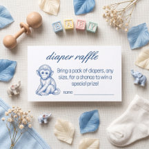 Baby Blue Toile Safari Baby Shower Blöja Lotteri I