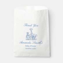 Baby Blue Toile Safari Baby Shower Presentpåse