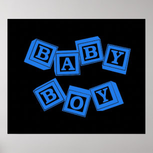 Baby Blue Trä Alfabet Kuber Block Poster