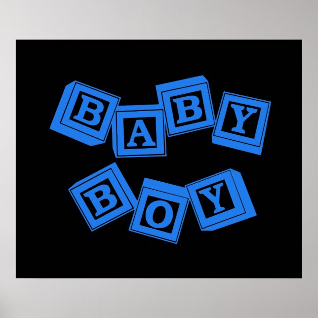 Baby Blue Trä Alfabet Kuber Block Poster (Framsidan)