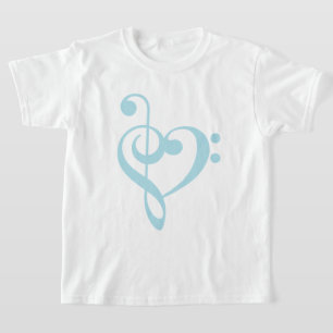 Baby blue Trebleklav & basklavhjärta Tee Shirt