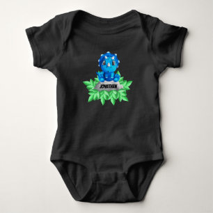 Baby blue Triceratops Dinosaur Black Baby Bodykost T Shirt