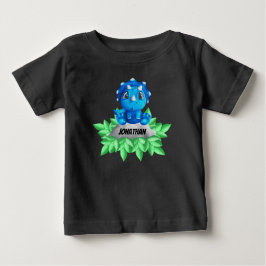 Baby blue Triceratops Dinosaur Black Baby T-Shirt
