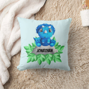 Baby blue Triceratops Dinosaur Kudde