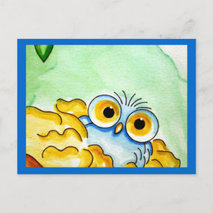 BABY BLUE UGGLA 1-POSTCARD VYKORT