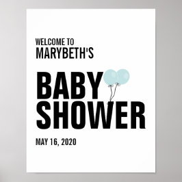 Baby blue välkomstskylt för babybabyskor poster