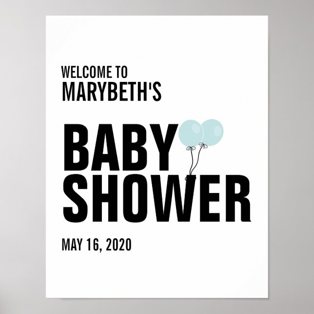 Baby blue välkomstskylt för babybabyskor poster (Framsidan)