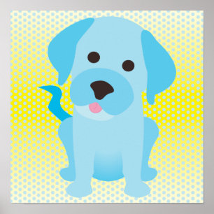 Baby blue valphund på gult poster