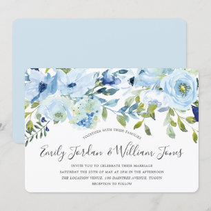 Baby blue våningsblommor Vinterbröllop Inbjudningar