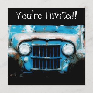Baby blue vintage car - du är inbjuden! inbjudningar