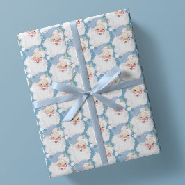Baby blue Vintage Wink Jultomten julgåva Presentpapper