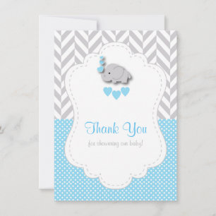 Baby blue, vit Grått Elephant 🐘 Tack Kort