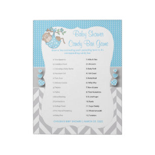 Baby blue, vit och Grått, babystövel - spel 2 Anteckningsblock
