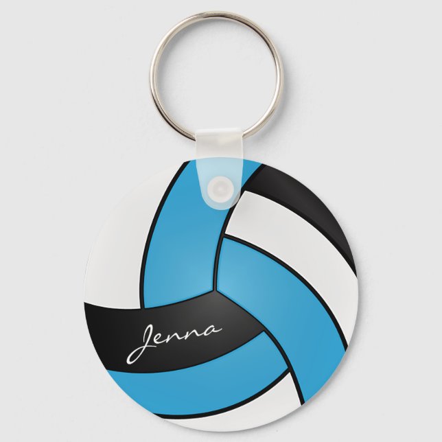 Baby blue, vit och svart volleyboll nyckelring (Framsida)
