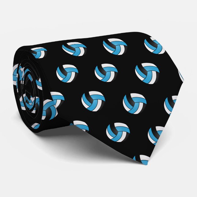 Baby blue, vit och svart volleyboll slips (Rullad)