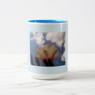 Baby blue Vit ros Två-Tonad Mugg