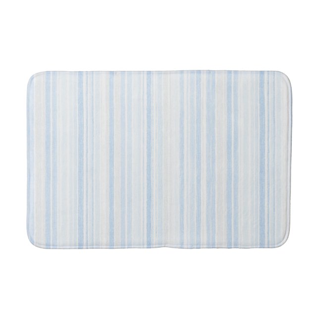 Baby Blue Vita Ränder Badrumsmatta (Framsidan)