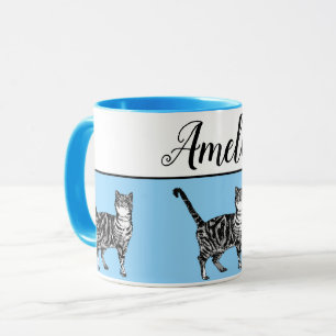 Baby blue vita Tabby katt-katter Vitaktiga konstha Mugg