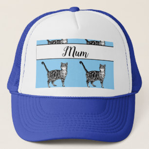 Baby blue vita Tabby katt-katter Whimsical Mamma Keps