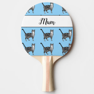 Baby blue vita Tabby katt-katter Whimsical Mamma Pingisracket