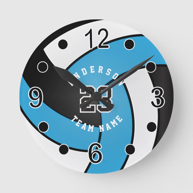 Baby blue volleyball Stil med DIY Text Rund Klocka (Framsida)