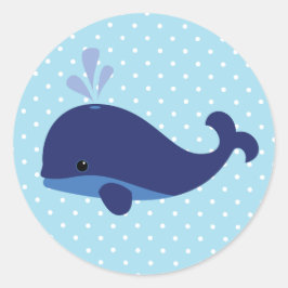 Baby blue Whale Sticker Runt Klistermärke