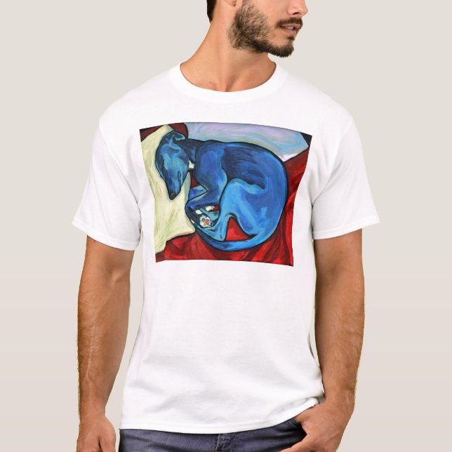 "Baby blue" Whippet valp Tee Shirt (Framsida)