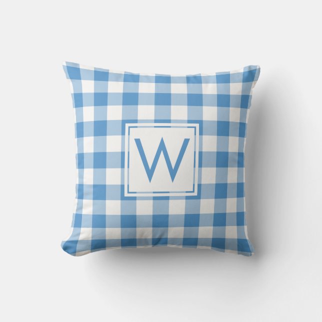 Baby blue White Gingham Mönster, Anpassningsbar Mo Kudde (Framsida)