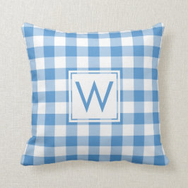 Baby blue White Gingham Mönster, Anpassningsbar Mo Kudde