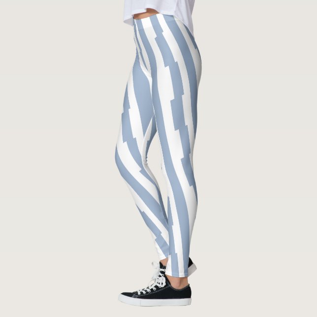 Baby Blue & White Stripe Leggings (Vänster)