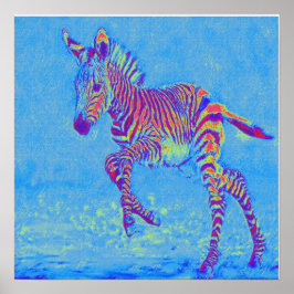 baby blue zebra-löpning poster