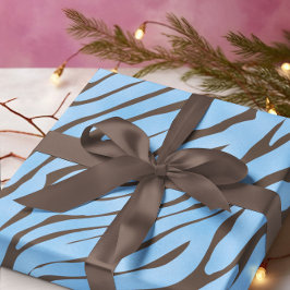 Baby blue Zebra mönstrad Presentpapper
