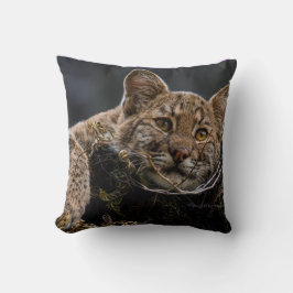 Baby Bobcat Ljuger i Träd Kudde