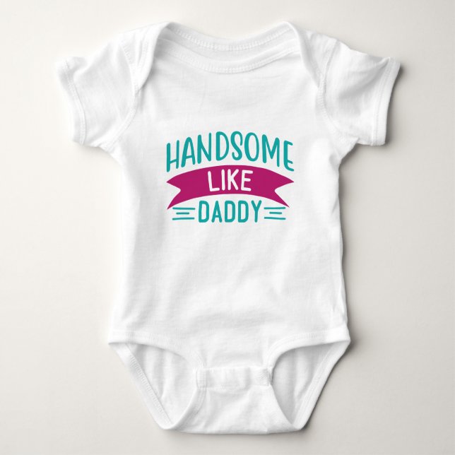Baby Body Kostym för Pojke Handsome like Pappa T Shirt (Framsida)