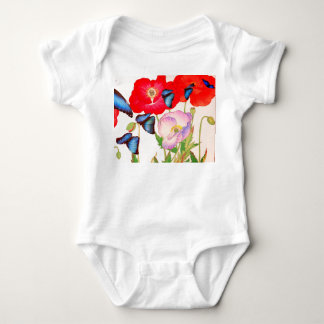 BABY-BODY MED BLOMMOR OCH FJÄRILAR DIY NAMN T SHIRT