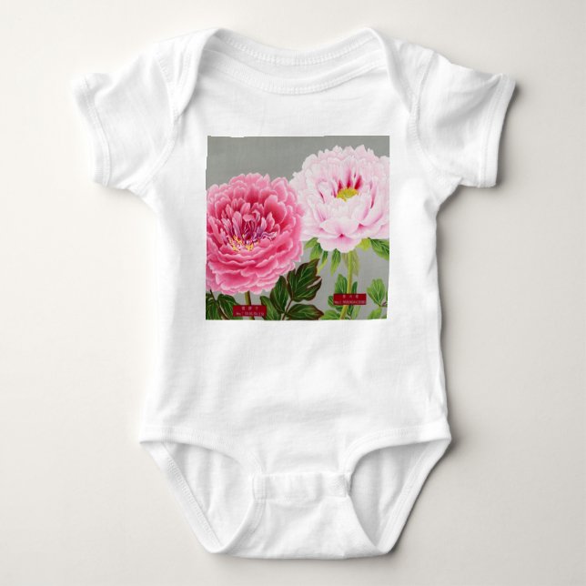 BABY-BODY MED JAPANSKT BLOMMOMUSTER DIY NAMN T SHIRT (Framsida)