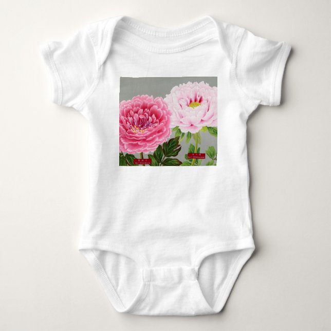BABY-BODY MED JAPANSKT BLOMMOTTIV DIY-NAMN T SHIRT (Framsida)
