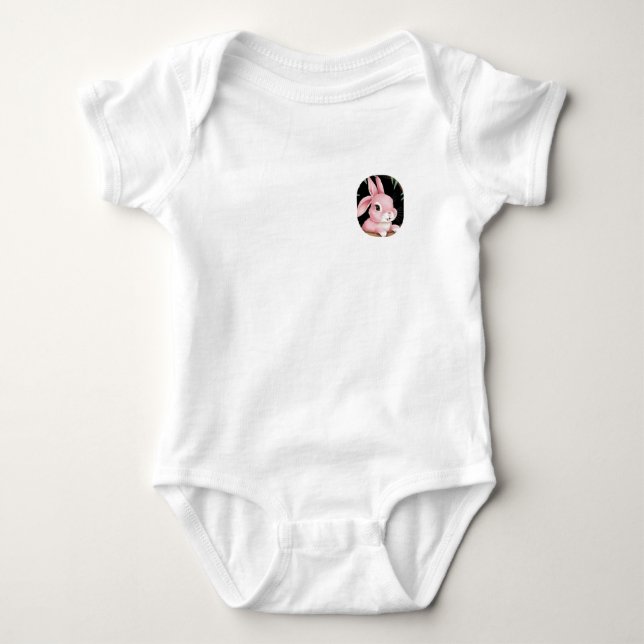 🐰 Baby Body med Liten Rosa Kanin T Shirt (Framsida)