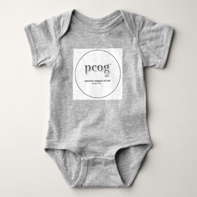 Baby body "PCOG" med skrift och hjärta T Shirt (Framsida)