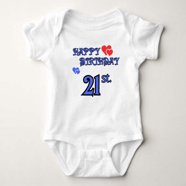 Baby Bodydräkt Birthday 21 T Shirt (Framsida)