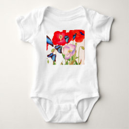 BABY-BODYDRÄKT BLOMMOR OCH FJÄRILAR ANPASSAT NAMN T SHIRT