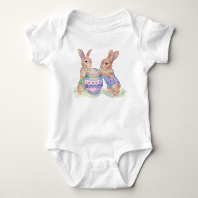 Baby Bodydräkt Egg Bunnies T Shirt (Framsida)