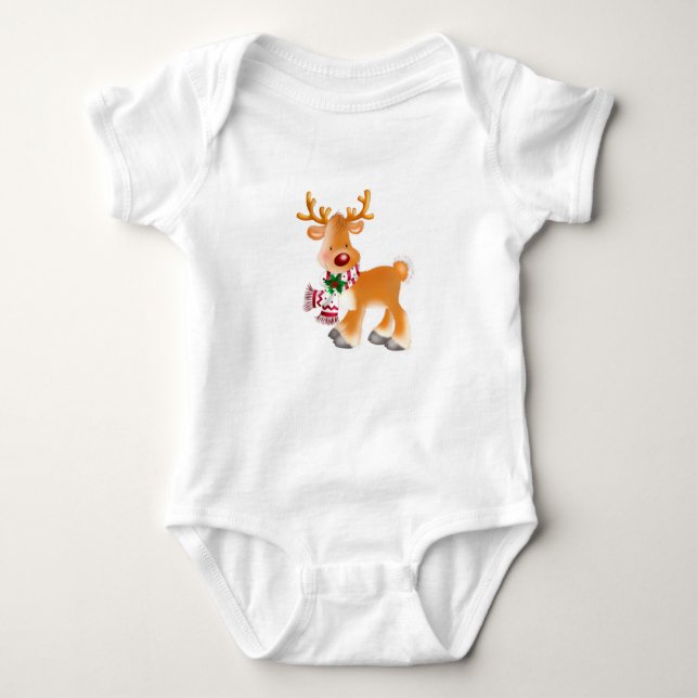 Baby Bodydräkt Helgdag Rudolph T Shirt (Framsida)