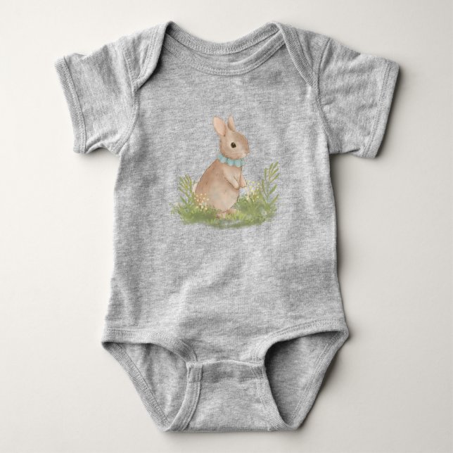 baby bodydräkt på peter-kaninfödelsedag t shirt (Framsida)