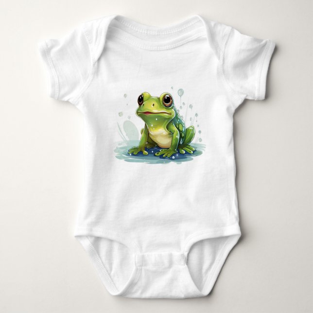 Baby bodydräkter, lustig groda t shirt (Framsida)