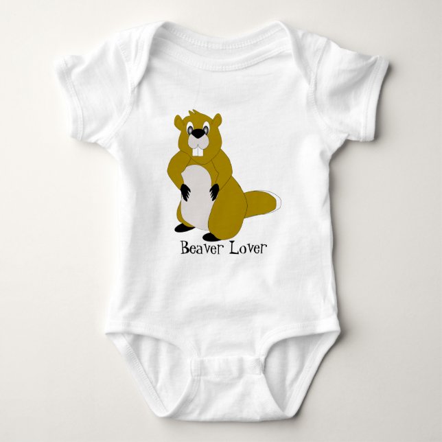 Baby Bodykostdräkt Beaver Design T-shirt (Framsida)